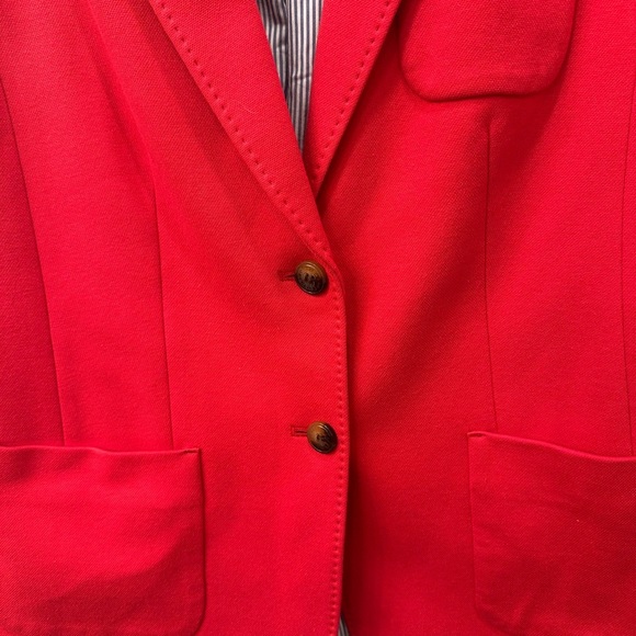 Talbots Aberdeen Pique Knit Women's Red Blazer 8 Pin Stripe Lining - Picture 3 of 7